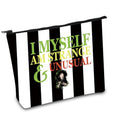 FOTAP Horror Movie Gift Movie Quote Makeup Bag Halloween Bag Goth Gift (I MYSELF)