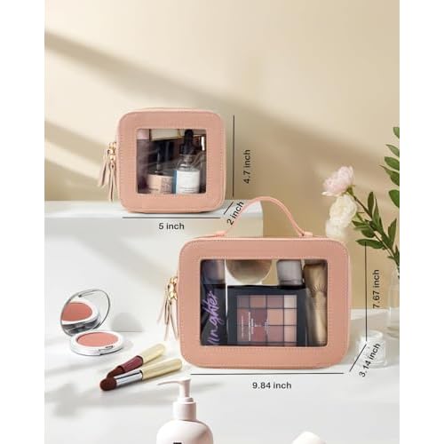 Clear Makeup Bag Small, TSA Approved Portable Toiletry Bag with Zipper Cosmetic Travel Bag Makeup Organizer Case Mini Makeup Pouch for Purse Car Organizer Bag for Women Men