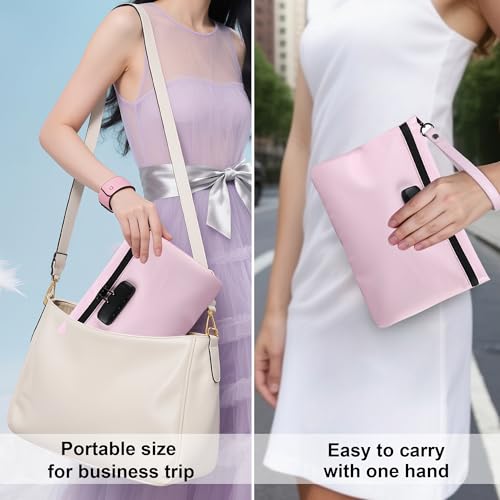 PU Travel Smell Proof Pouch - Waterproof with Combination Lock, 8 Accessories and Gift Box£¬Pink