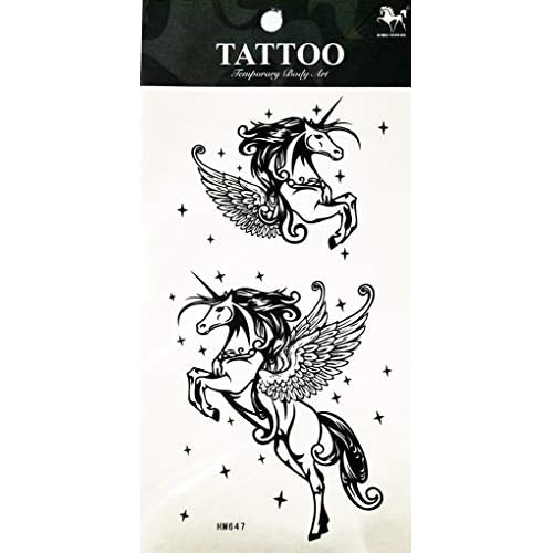 1 Sheet Horse Unicorn wing Flying Star Cartoon Temporary Tattoos Sticker for Women Men Body Art Sexy Fake Stickers Removable