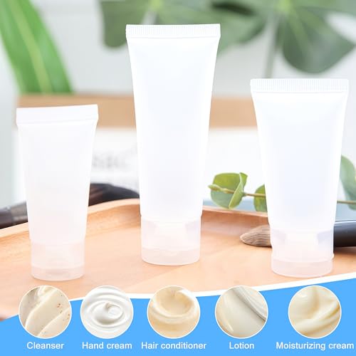 24PCS 30ml/1.7oz Empty Refillable Clear Plastic Squeeze Soft Tubes with Flip Cover Lotion Bottle Travel Sample Packing Cosmetic Makeup Container Storage Vials Jars for Facial Cleaner Toiletries