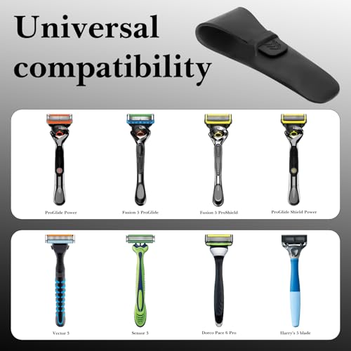 Linkidea 3 Pcs Portable Razor Case, Shaver Storage & Protective Cover Compatible with Gillette Fusion 5 Power, ProGlide Power, Sensor 3 (Black)