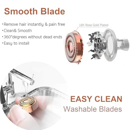 Replacement Head for Laikme Facial Hair Remover Generation 2 - Double Ring Replacement Blades Compatible With Laikme Gen 2 Face Hair Shaver Removal Device Only - Painless Razor Heads (3 Count)