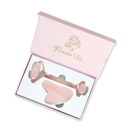 Rose Quartz Gua Sha and Face Sculpting Roller Kit - Lymphatic Drainage and Facial Massager for Skin Care - Beauty Tools for Women - Ice Depuffer and Shaper for Eye Area, Neck and Puffy Face