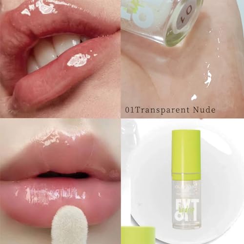 Lip Gloss Kits- 5 Colors Tinted Lip Glow Oil Set Plumping Lip Oil Hydrating Transparent Moisturizing Lip Gloss Kit Gift for Girl Women Lip Makeup Care (green)