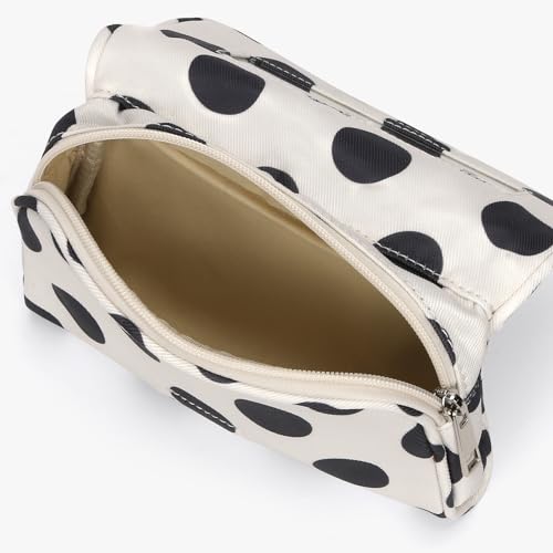 Women¡¯s Cute Nylon Makeup Bag with Built-in Mirror, Protable Lightweight Cosmetic Bag, Trendy Toiletry Bag for Travel