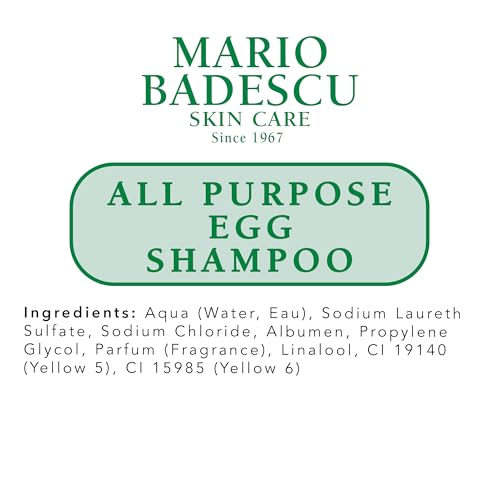 Mario Badescu All Purpose Egg Shampoo for All Hair and Skin Types | Shampoo and Body Wash that Cleanses and Nourishes |Formulated with Egg White Proteins