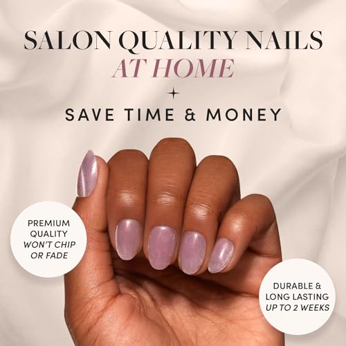 Glamnetic Press-On Nails Bundle - Berry Fizz & Fairy Dust | Magenta Nails and Beige-Pink Nails in Short Oval Shapes with Velvet Metallic Finishes | Reusable Nail Kits