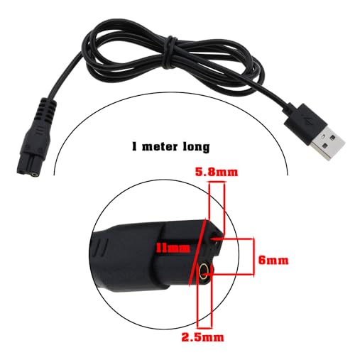 eMagTech 2Pcs 5V Shaver Trimmer USB Charger Cable Replacement Part Compatible with Brio Beardscape Hair Shaver Trimmer Power Cord and Other Shaving Tools