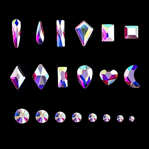 12 Types of 600 Crystal AB Diamonds + 2500 Flat Rhinestones Mix 20 Styles Flatback DIY Crafts Rhinestone Crystals 3D Ornament?s Flat Back Stones Set + Tweezers + Drill Pen