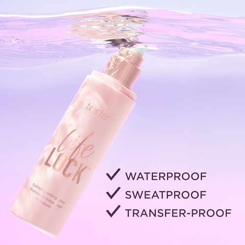 tarte Life Lock Hydrating Setting Spray ? 10-in-1 Weightless Mist with Hyaluronic Acid to Hydrate & Lock Long-Lasting Makeup, Waterproof, Sweatproof & Transfer-Resistant, Vegan & Cruelty Free