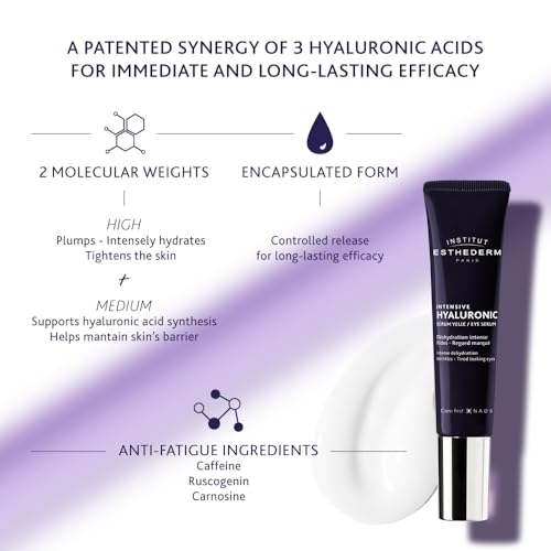 Institut Esthederm Intensive Hyaluronic Eye Contour Serum, Aging Eye Serum for Wrinkles, Fine Lines and Dehydrated Skin