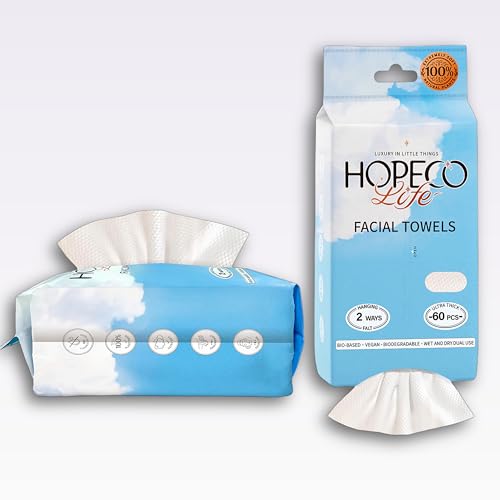 Disposable Face Towel, Soft Package, 60 Count, XL, Hanging and Flat Dual Use,Dry Wipes,Lint Free Face Cloths,Makeup Removal,Soft Cleansing Towelettes, Sensitive Skin Facial Towels,(1 Pack)