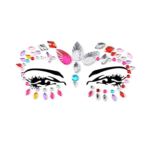 Face Gems Adhesive Glitter Jewel Tattoo Sticker Festival Gems Rave Party Body Make Up (6 PCS MULTI COLORS)