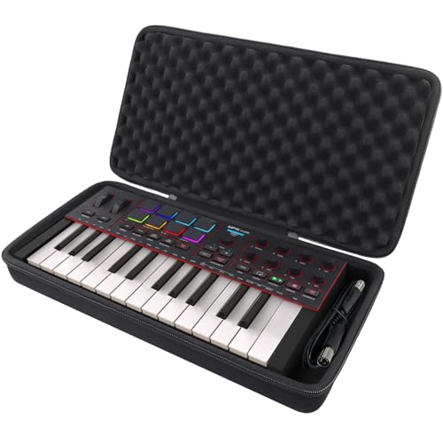co2CREA Hard Carrying Case for Akai Professional MPK Mini IV MIDI Keyboard Controller, EVA Protective Case with Shockproof Interior, Portable Storage Case for MIDI Keyboard & Accessories (Black)