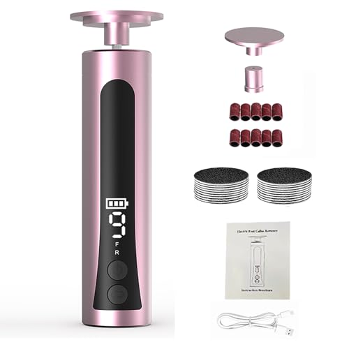 2 in 1 Electric Foot Callus Remover - with Nail Drill File, Aluminum Alloy, 11000RPM, 9 Speeds, with Digital Display, 10 Grinding Heads & 20pcs Sandpaper Discs,Cordless Rechargeable (Pink)