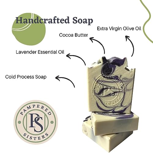 Pampered Sisters Bar Soap (3-Pack) | 8.25 oz each | Lavender | Artisan Handcrafted | Moisturizing | Relaxing Soap for All Skin Types