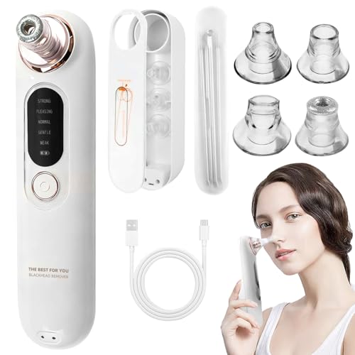 5-Speed ??Blackhead Remover Vacuum, Wireless Charging Nose Pore Extractor with 4 Removable Heads,Facial Vacuum Pore Cleaner,30-Second Keratin Softening, Hypoallergenic Deep Cleansing