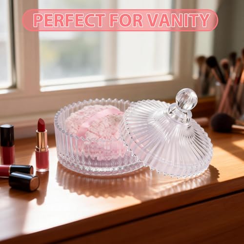 6 Inch Oversized Dusting Powder Container with Body Powder Puff and Container Set ? 2PCS 3 Inch Soft Wool-Like Puff, Portable & Reusable Powder Puff and Container for Women¡¯s Daily Use