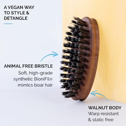 ZEUS Vegan Pocket Beard Brush, Soft Bristle & Animal-Free Grooming Brush for Taming & Styling Beard ? Made in Germany (N73)