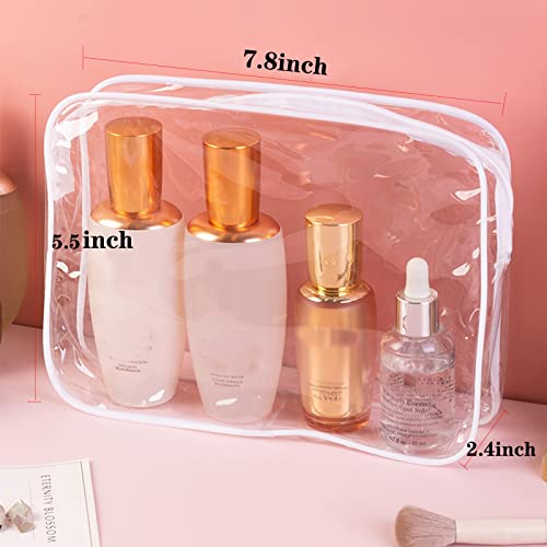 Tergy 20 Packs Clear Cosmetics Bags for Women Men Waterproof Toiletry Bags PVC Makeup Bags Organizer Case with Zipper for Travel Bathroom (White)