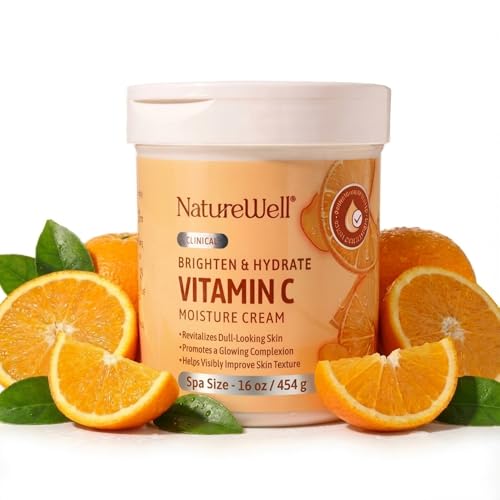 NATURE WELL Clinical Brighten & Hydrate Vitamin C Moisture Cream Skincare 2.0 for Face & Body Revitalizes Dull-Looking Skin, Promotes A Glowing Complexion, Helps Visibly Improve Skin Texture, 16oz