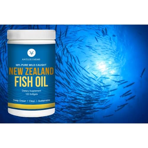 Antler Farms - 100% Pure Wild Caught New Zealand Fish Oil from Deep Ocean, Cold Water Fish, 120 Softgels - Clean, Fresh Omega-3 EPA + DHA Supplement, Keto Friendly, Super Clean