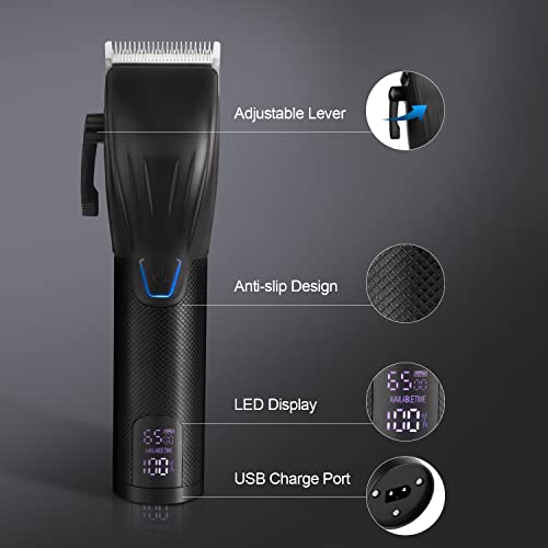 Professional Hair Clippers Trimmer Kit,Cordless Hair Clippers for Men,Barber Fading Clipper and Zero Gap T-Blade Trimmer Set with LED Display for Mens Gifts (Black)