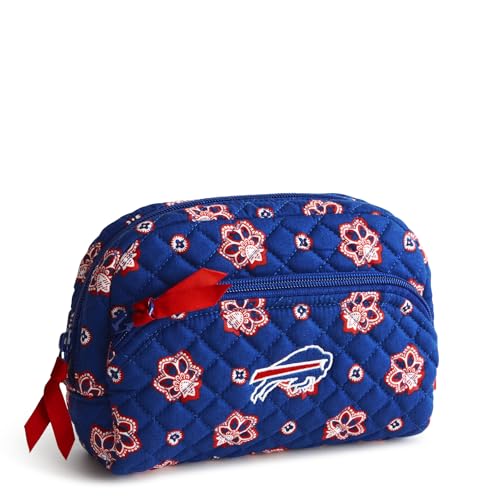 Women's Cotton Nfl Medium Cosmetic Makeup Organizer Bag (Multiple Teams Available), Dallascowboysonblue/Graybandana, One Size
