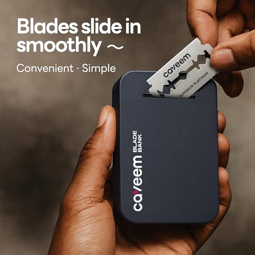 Travel Razor Blade Bank, Disposal Container for Used Double Edge Blades, Safe Storage Case with Compact Size for Easy Carrying (Black)