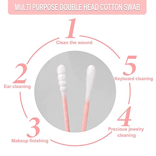 1000 Pack Cotton Swabs, Individually Wrapped Cotton Swab, Individually Wrapped Double Tipped Paper Sticks for Ear, Make-up(Spiral-Round End)