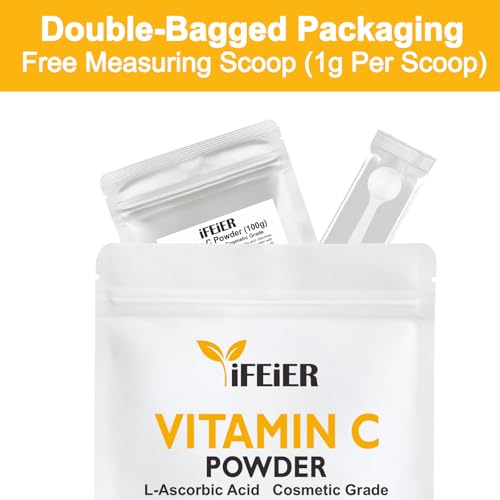 Vitamin C Powder for face | 100g(3.53oz) Cosmetic Grade Pure Vitamin C serum powder for Skin | L-Ascorbic Acid VC powder for DIY Serum, Creams | VC for face skin