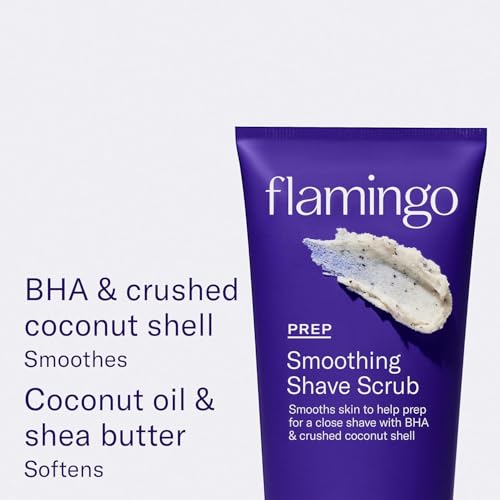 Flamingo 3-Step Shaving Set for Women - Smoothing Prep Scrub, Nourishing Shave Oil, and Soothing Post Shaving Serum - Glow Shave Collection