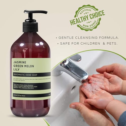 COCO by Stone 16oz Hand Soap (Jasmine | Green Melon | Lily Inspired by Wynn Hotel) ? Refreshing Vegan Wash with Castile Formula and Light, Floral-Fruity Scent
