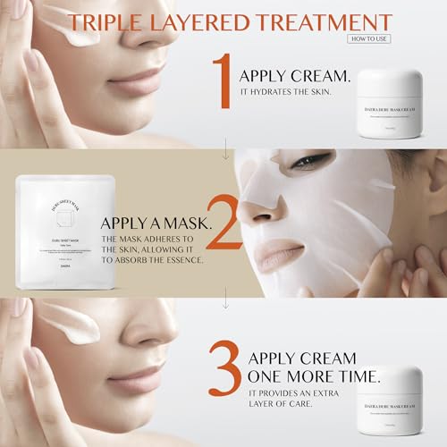 DAERA Korean DUBU 5 Sheets x Facial Mask, Deep Hydrating Repairing Nourishing for Dry and Sensitive Skin, Panthenol, Niacinamide, Adenosin, Korean Moisturizer, Korean Glass Skin