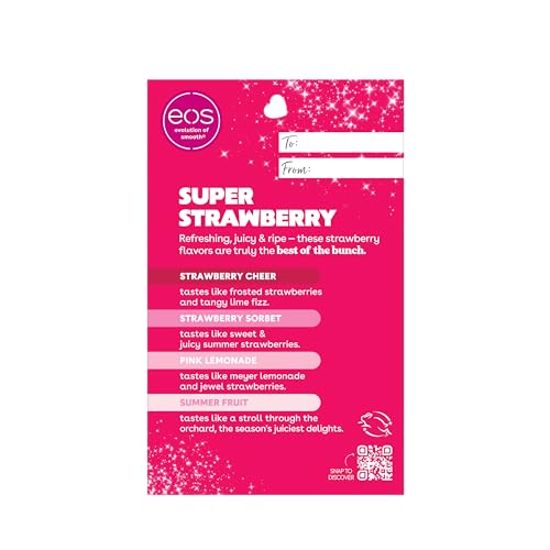 eos Lip Balm Gift Set- Super Strawberry, Limited-Edition, eos lip balm, All-Day Moisture, Lip Care, Shea Butter, Moisturizing, Variety Pack, 0.14 oz, 4-Pack