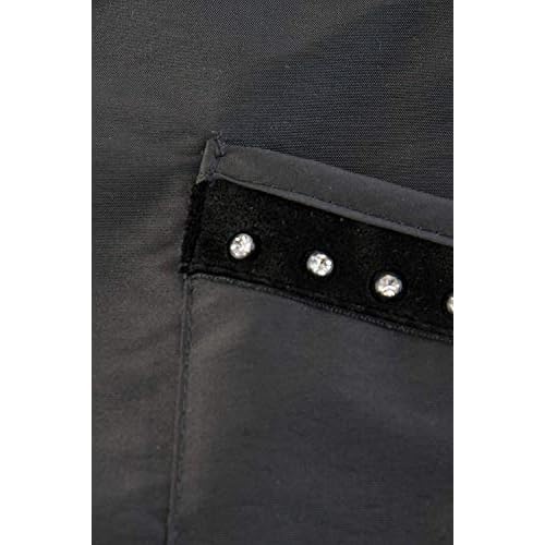 Betty Dain Glitz Salon Stylist Apron, Stylish, Lightweight, Versatile Color with Rhinestone Accents, Wrinkle Free Poly Nylon for Durability, Bottom Zipper Pockets, Adjustable Neck Closure, Black