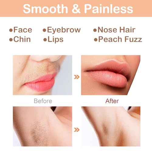 Facial Hair Removal Eyebrow Trimmer - Facial Shaver Device 2 in 1 Remover for Face Peach Fuzz Eyebrow Nose Ear Hair Chin Lips Armpit with LED Light Rechargeable for Women Men Travel Size (White)