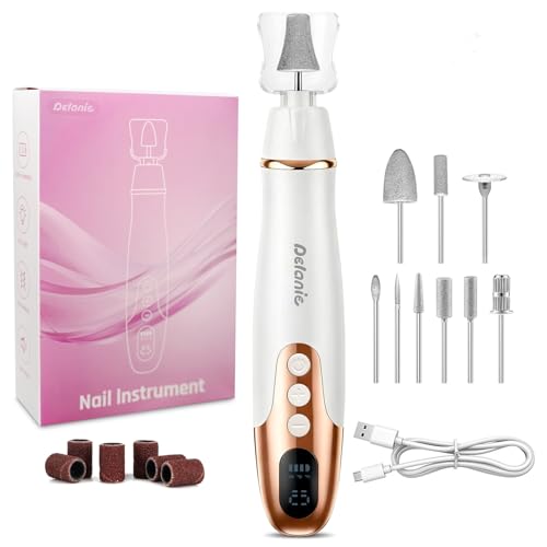 Delanie Electric Nail File for Thick Toe Nails, Cordless Nail Drill Efile, Portable Manicure Pedicure Kit for Nails Acrylic, 10 Speeds Pedicure Tools for Feet Callus Remover