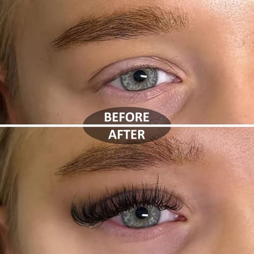 VEYES INC YY Lash Extensions Tray C/D curl 9-15mm Mixed Length Premade Volume Eyelash Fans, Professional Lash Extension Supplies, Matte Black(5D-W 0.07 D-curl 9-15mm)