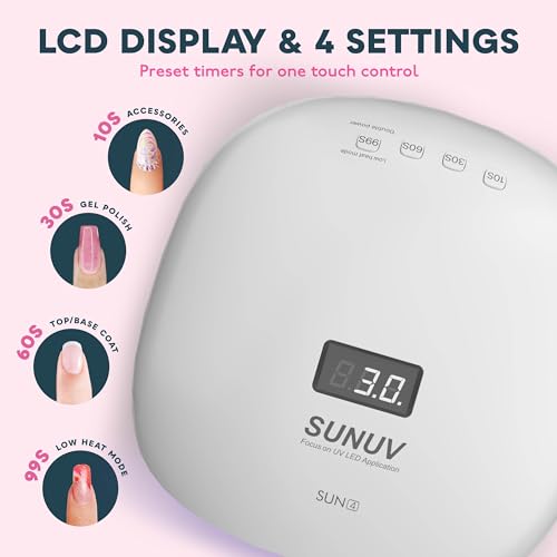 SUNUV SUN4 48W UV LED Nail Lamp, UV Gloves Pink, UV Light for Nails, Nail Dryer for Gel Polish for Home Salon