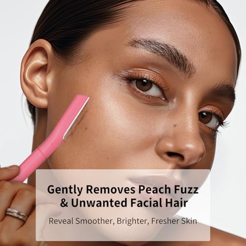 Face Razors for Women, Dermaplane Razor for Women Face, Eyebrow Razor, Dermaplaning Tool, Gentle Exfoliation Microblades for Sensitive Skin, Peach Fuzz Remover