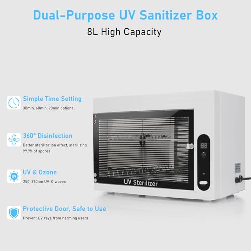 8L UV Cleaning Cabinet, High Capacity Nail Tool Cleaning Machine with Timer for Bottle Manicure Spa Barber Tool Equipment Cleaning