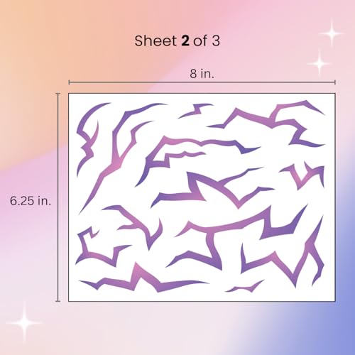 UV Glow Pattern Temporary Tattoos | Purple Demon Energy Pattern | Blacklight Activated Neon Blue | Hunter Cosplay | Fake Tat Stickers | Kpop Birthday, Glow Party, RPD, Halloween