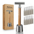 Double Edge Safety Razor: Premium Metal Single Blade Face Razor for Men & Women, Eco-Friendly Bamboo Handle & 10 Double Edge Blades