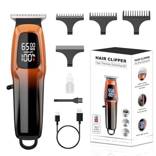 Professional Hair & Beard Trimmer, Electric Hair Clippers for Men, Cordless Clipper and Trimmer Set, Zero Gapped (Orange)
