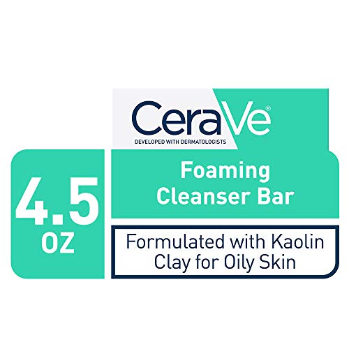 CeraVe Foaming Cleanser Bar, Soap-Free Body and Face Cleanser Bar for Oily Skin, Fragrance Free, 4.5 Ounce (Pack of 2)