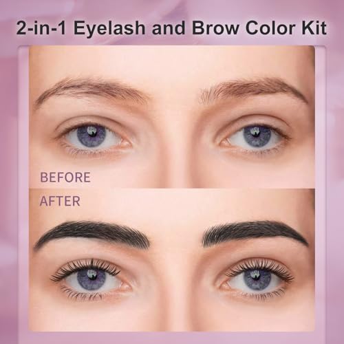 Eyelash & Eyebrow Color Kit, Black Lash & Brow Color Kit, Instant Eyebrow Coloring Set with Natural Bushy Results, Easy Use & Salon at Home, 7ml, Black