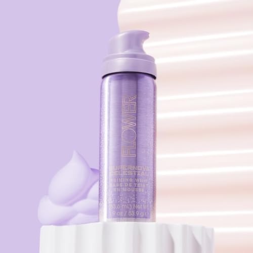 FLOWER Beauty By Drew Barrymore Poreless Celestial Mousse Whip Makeup Primer - Ultra-Light Mousse - Skin Smoothing + Oil Absorbing - Grips Makeup for Long Lasting Wear - Fast-Abosrbing Formula - Crue lt y-Free + Vegan