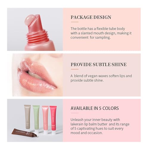 5-Color Summer Special Lip Balm Butter-Shea Butter & Avocado Oil Formula, Lightweight & Non-Sticky, 5 Trending Shades (Vanilla/Mint/Iced Coffee/Cake/Guava), Soften Dry and Lip Care, Gift Box for Teens